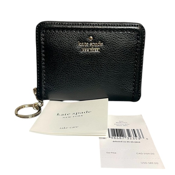 kate spade Handbags - Kate Spade Patterson Drive Black Leather Full Zip Compact Keychain Wallet New